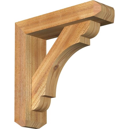 Ekena Millwork Olympic Craftsman Rough Sawn Bracket w/ Offset Brace, Western Red Cedar, 4"W x 14"D x 14"H BKT0402X14X14OLY04RWR